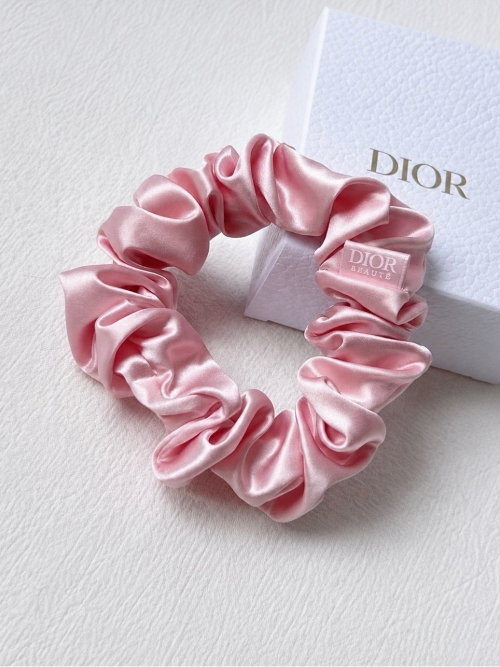 Dior Beauty Pink Satin Scrunchie Hair Tie